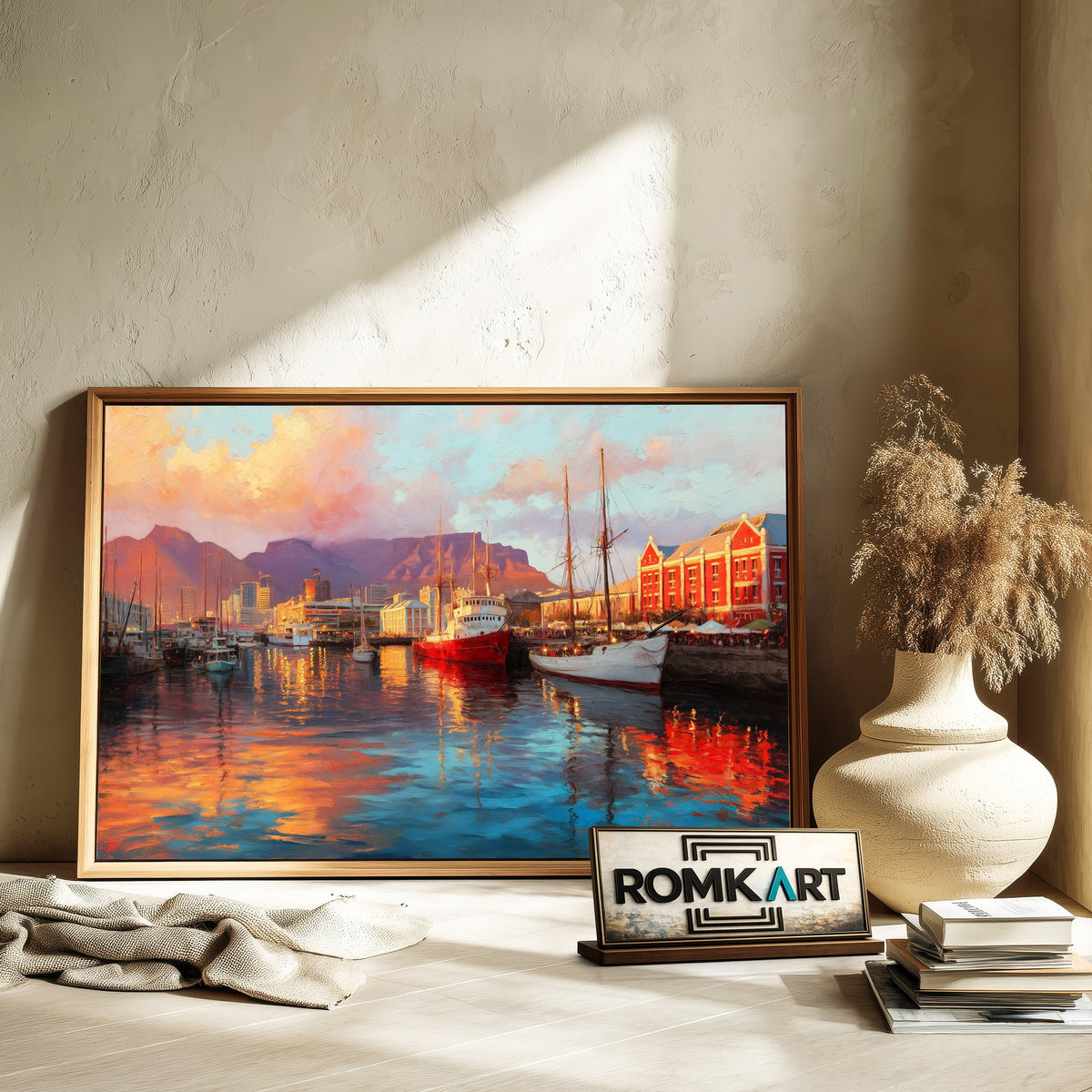 Harbor Scene at Sunset Harbor Seascape Oil Painting - image 6