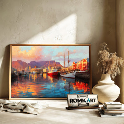Harbor Scene at Sunset Harbor Seascape Oil Painting - image 6