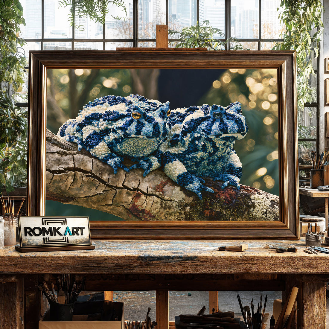 Harlequin Toads - Hand-Painted Oil Painting - View 1