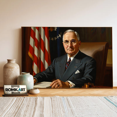 Harry S Truman Presidential Portrait Oil Painting - image 3