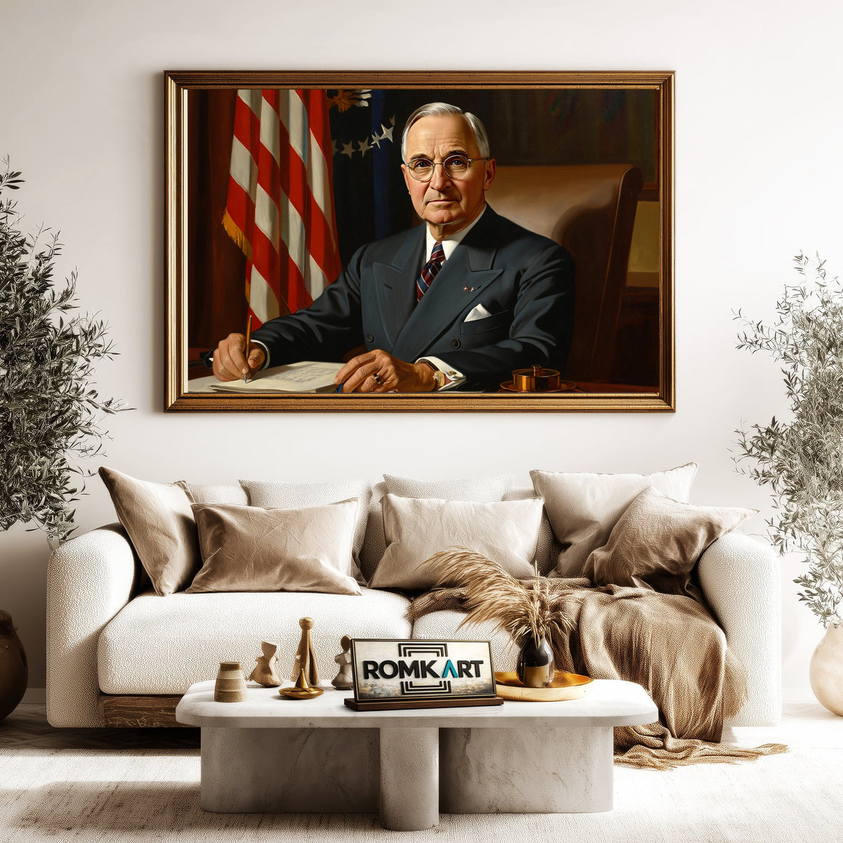Harry S Truman Presidential Portrait Oil Painting - image 5