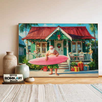 Hawaiian Santa Claus Figurative Oil Painting - image 3