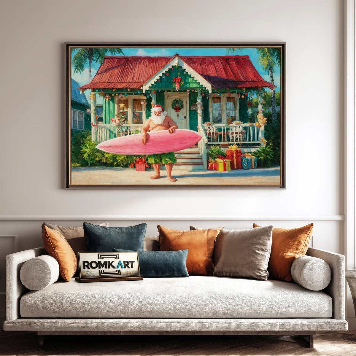 Hawaiian Santa Claus Figurative Oil Painting - image 4