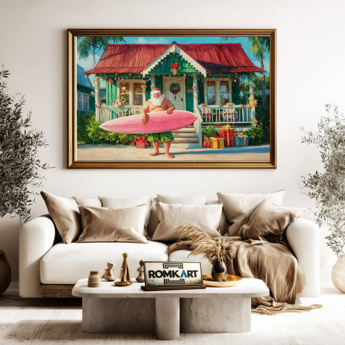 Hawaiian Santa Claus Figurative Oil Painting - image 5