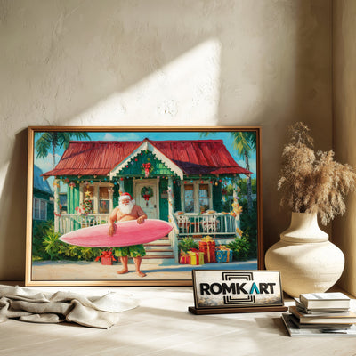 Hawaiian Santa Claus Figurative Oil Painting - image 6