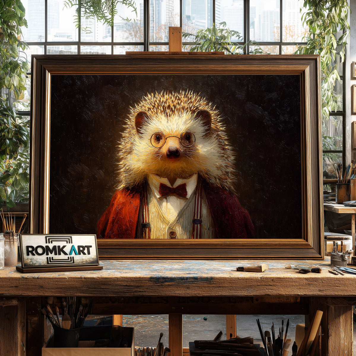 Hedgehog Professor Oil Painting - image 2