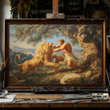 Hercules Fighting Nemean Lion hand-painted oil painting on canvas