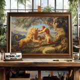 Hercules Fighting Nemean Lion Fantasy Oil Painting - image 2