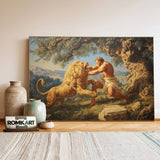 Hercules Fighting Nemean Lion Fantasy Oil Painting - image 3