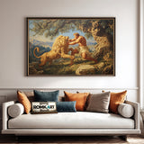 Hercules Fighting Nemean Lion Fantasy Oil Painting - image 4