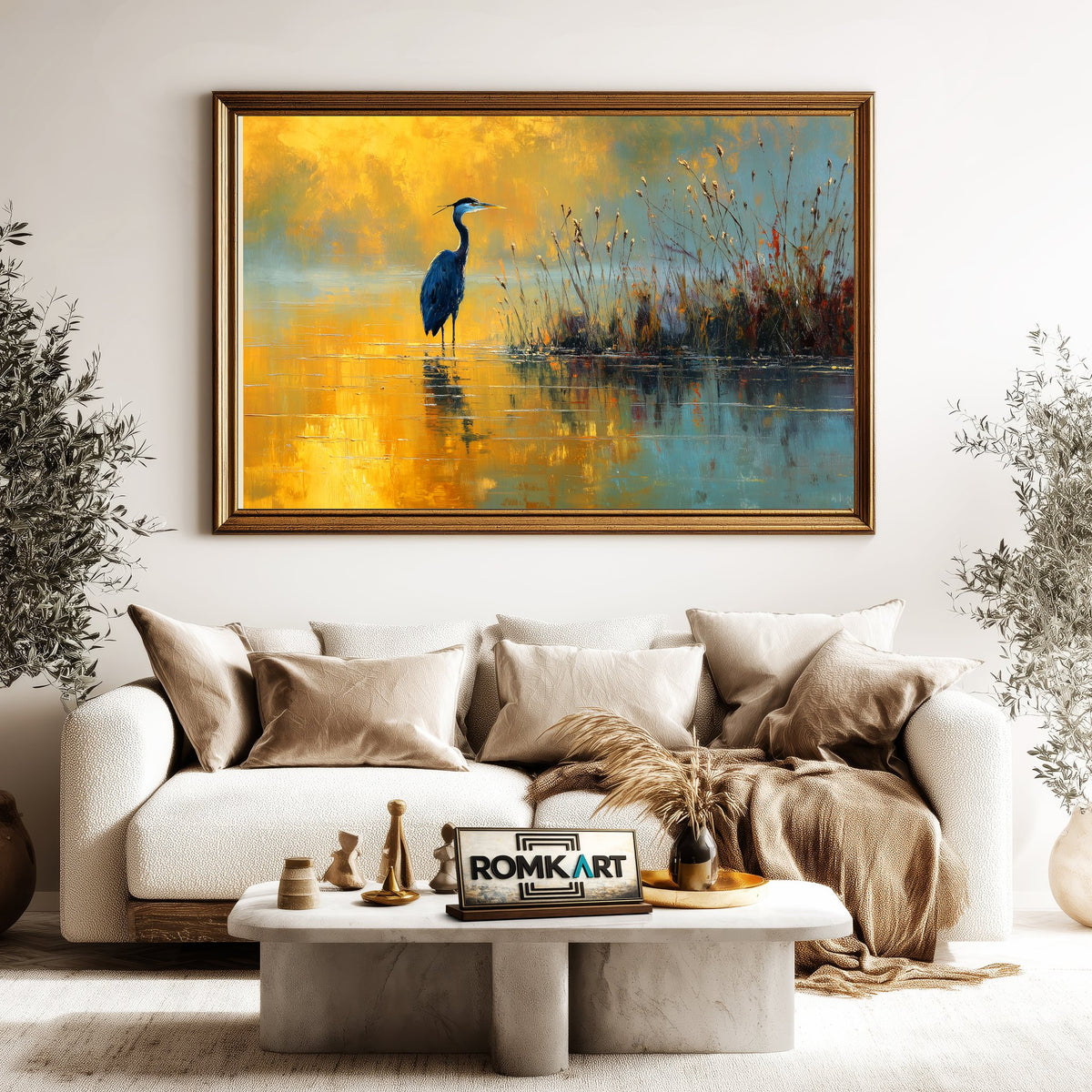 Heron In Shallow Water Oil Painting - image 5
