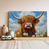 Highland Cow Flowers Farm Animal Oil Painting - image 3