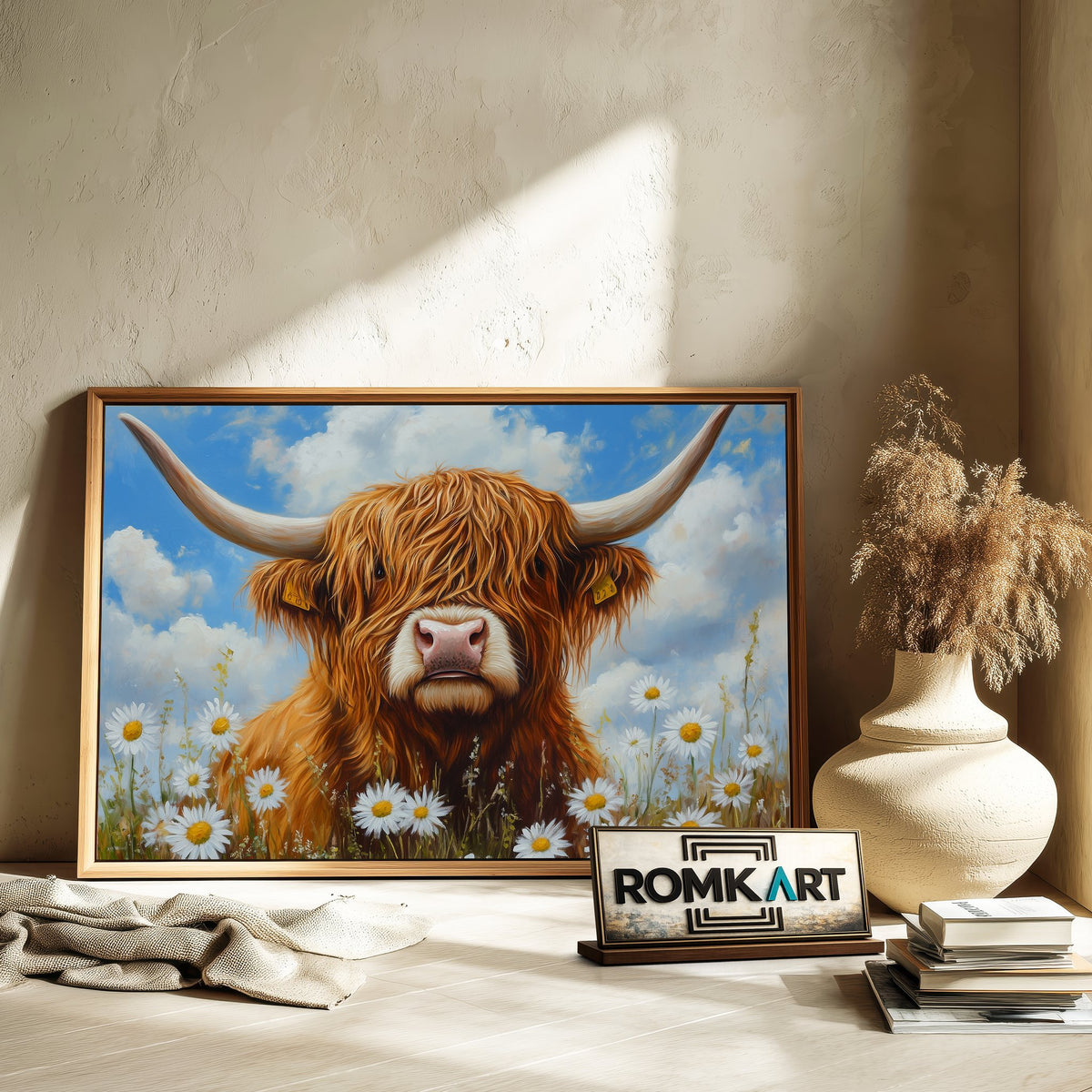Highland Cow Flowers Farm Animal Oil Painting - image 6