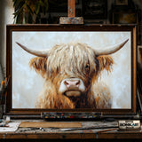 Highland Cow hand-painted oil painting on canvas