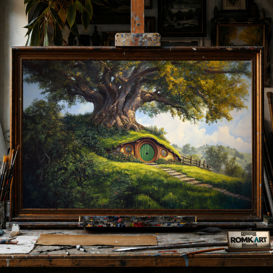 Hobbiton House hand-painted oil painting on canvas
