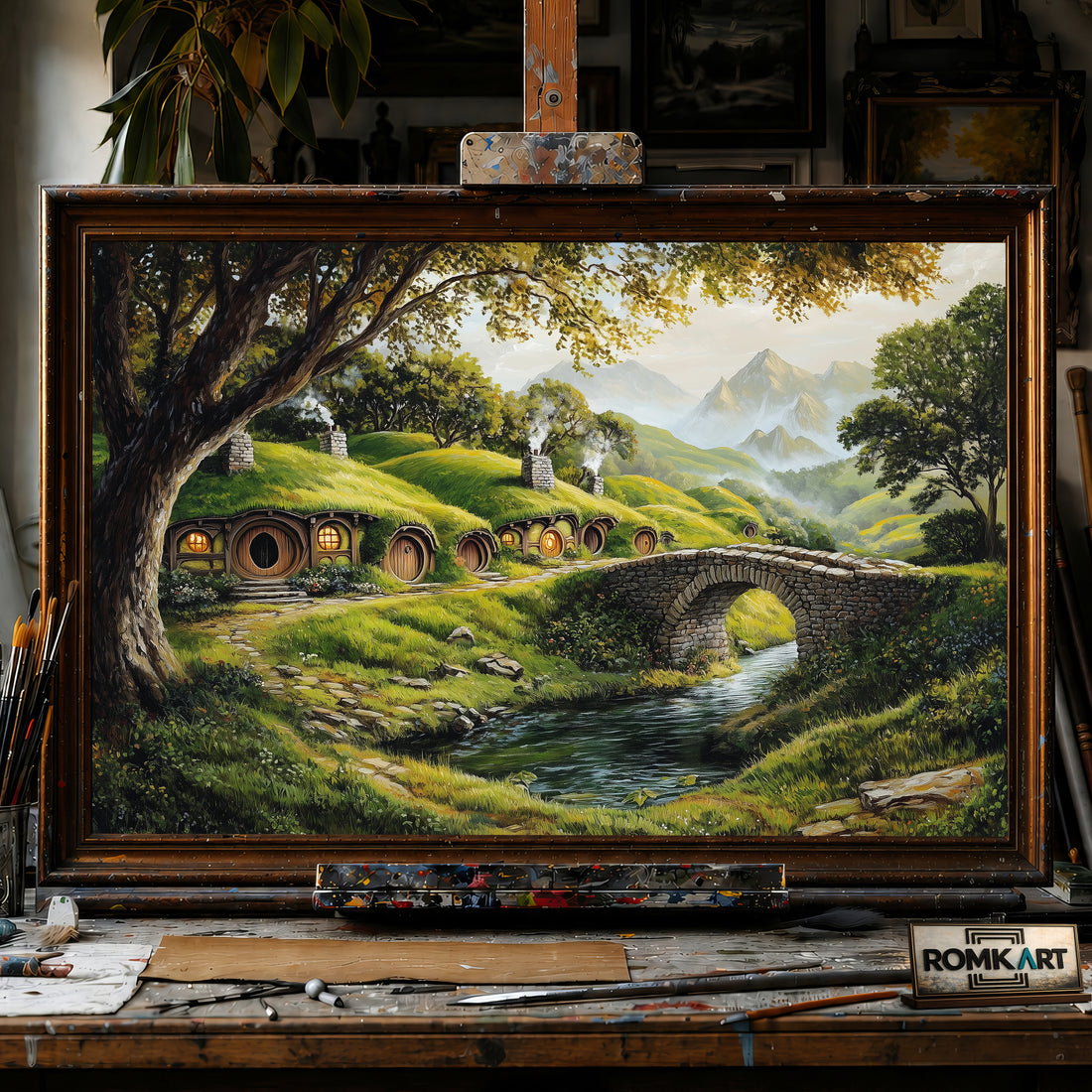 Hobbiton Village hand-painted oil painting on canvas