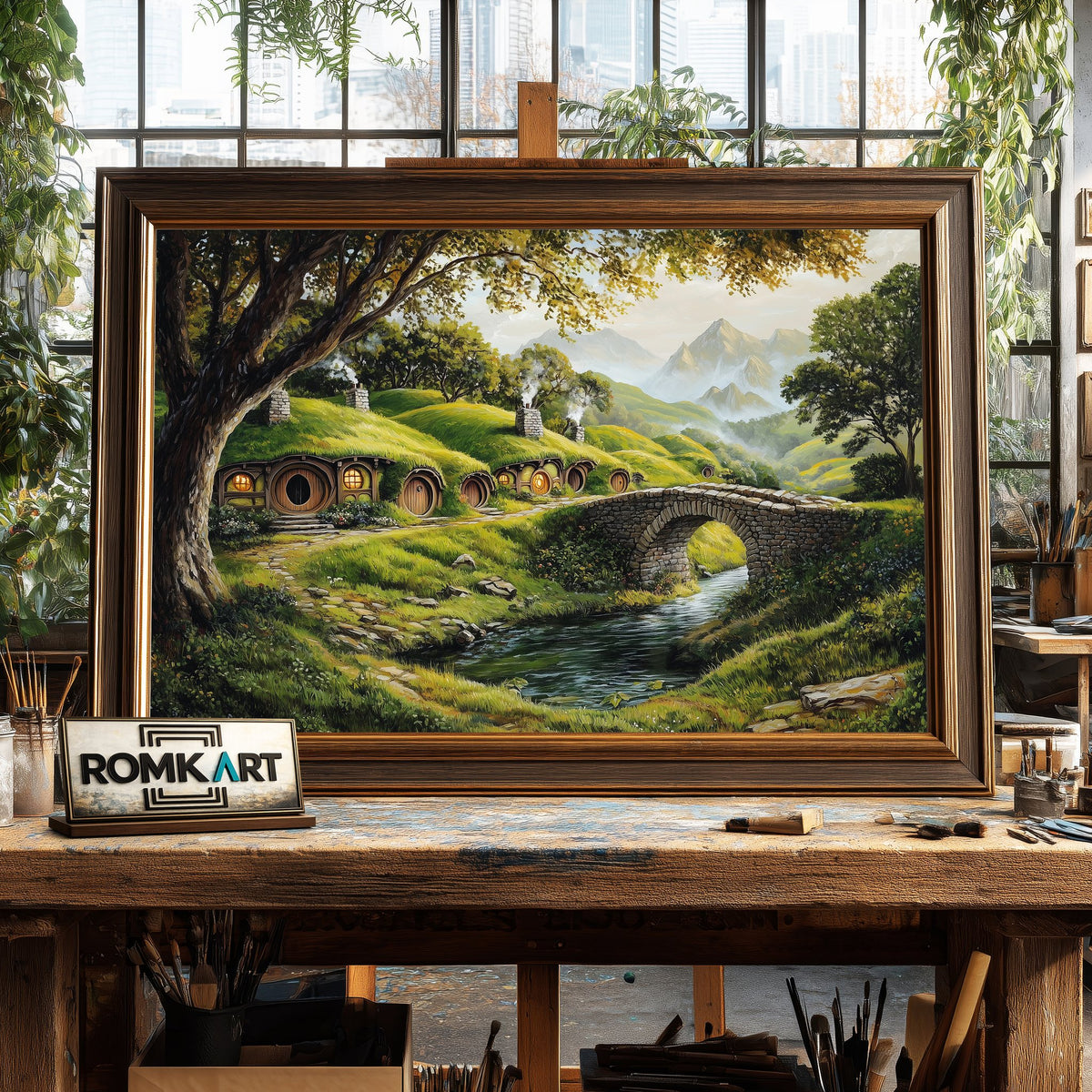 Hobbiton Village Fantasy Oil Painting - image 2