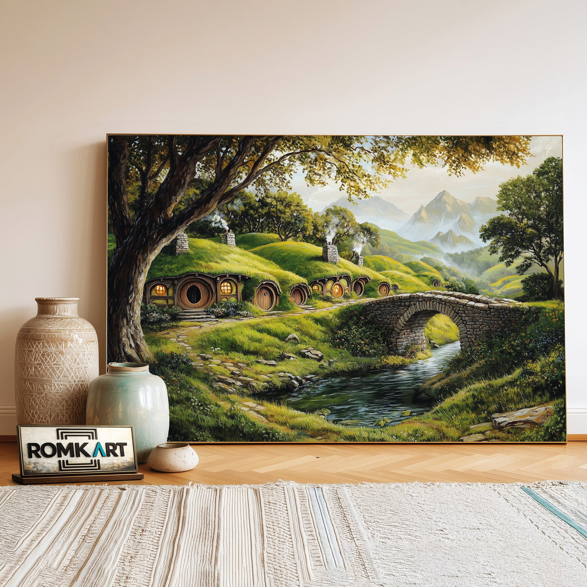 Hobbiton Village Fantasy Oil Painting - image 3