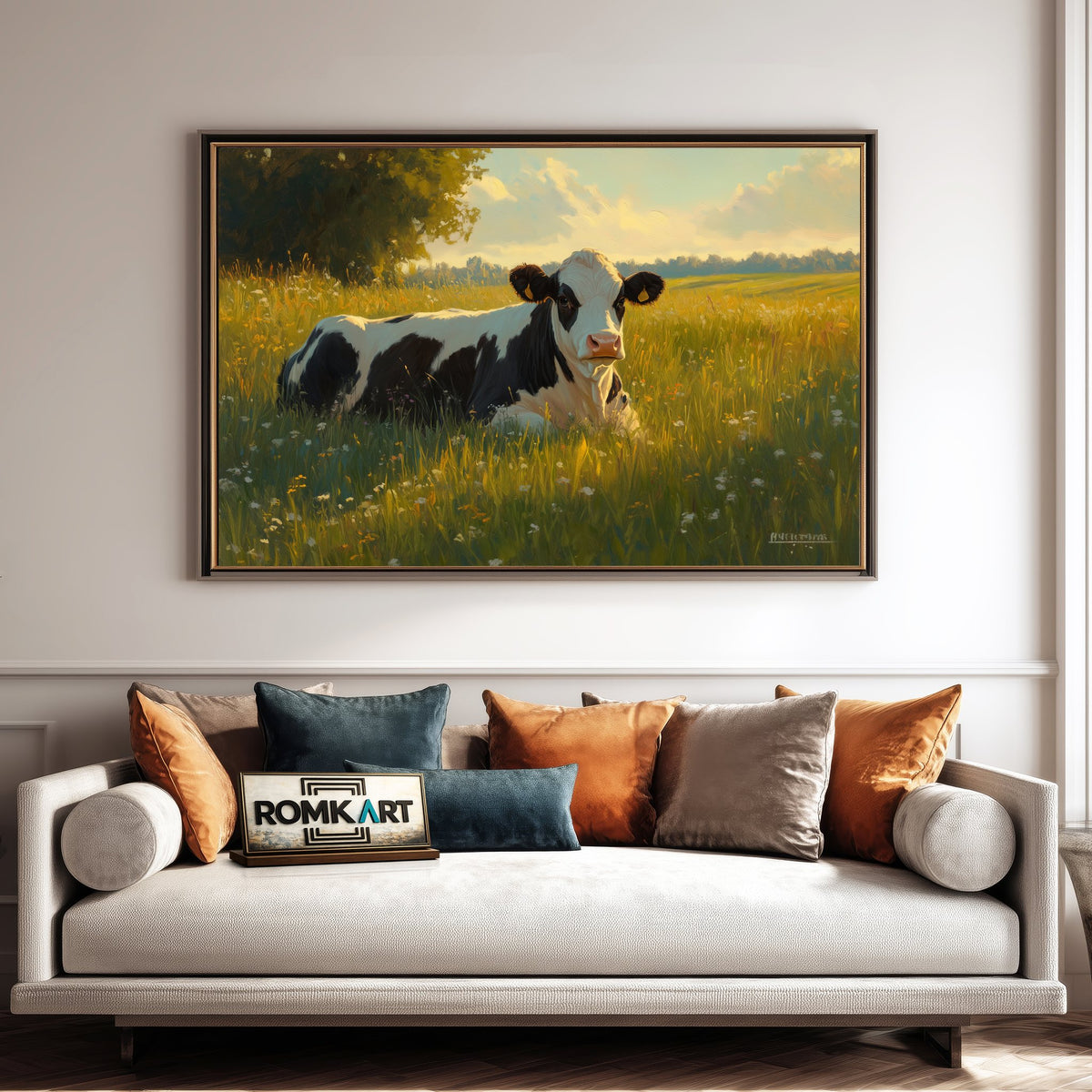 Holstein Cow Sunlight Farm Animal Oil Painting - image 4