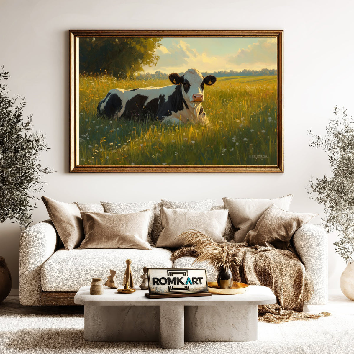 Holstein Cow Sunlight Farm Animal Oil Painting - image 5