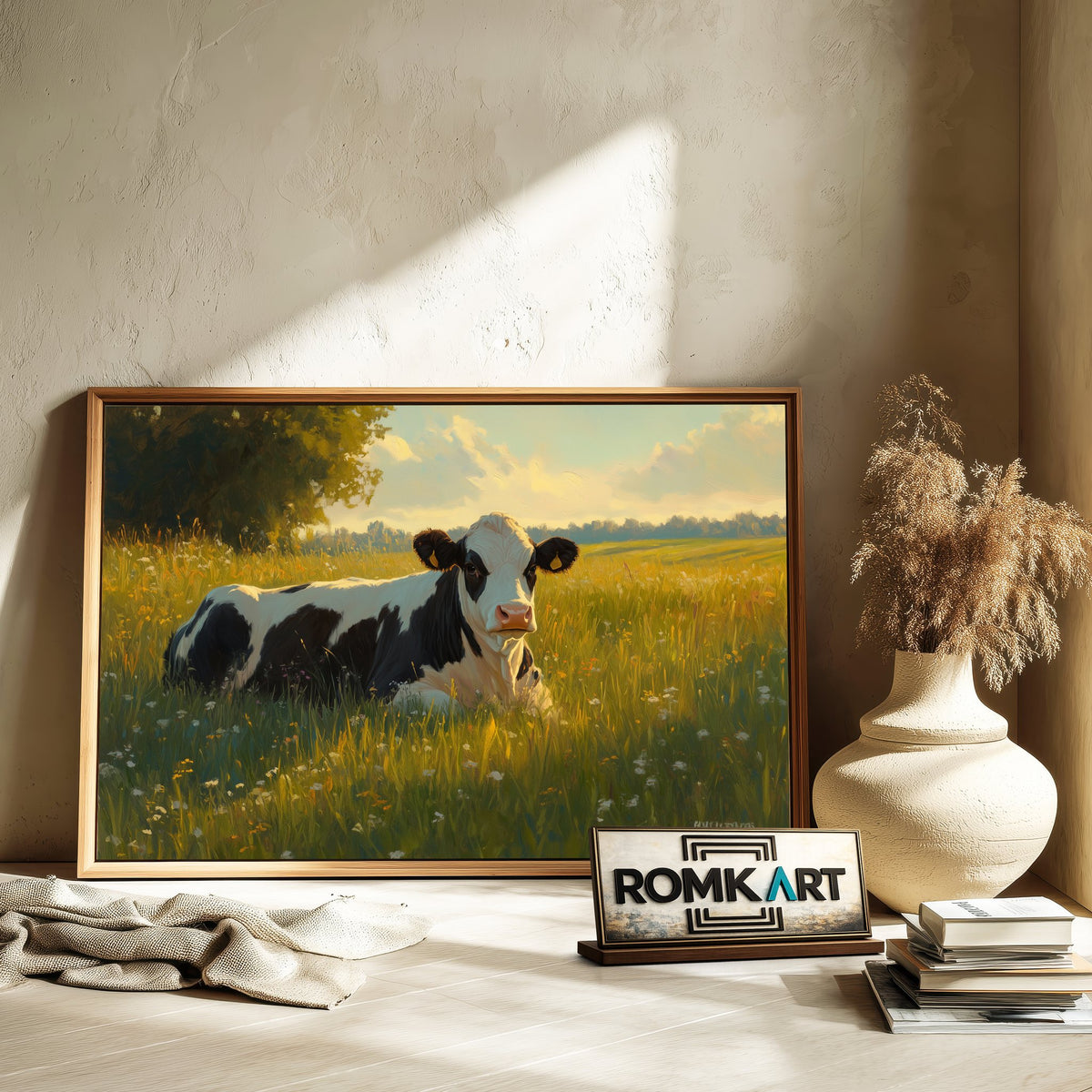 Holstein Cow Sunlight Farm Animal Oil Painting - image 6