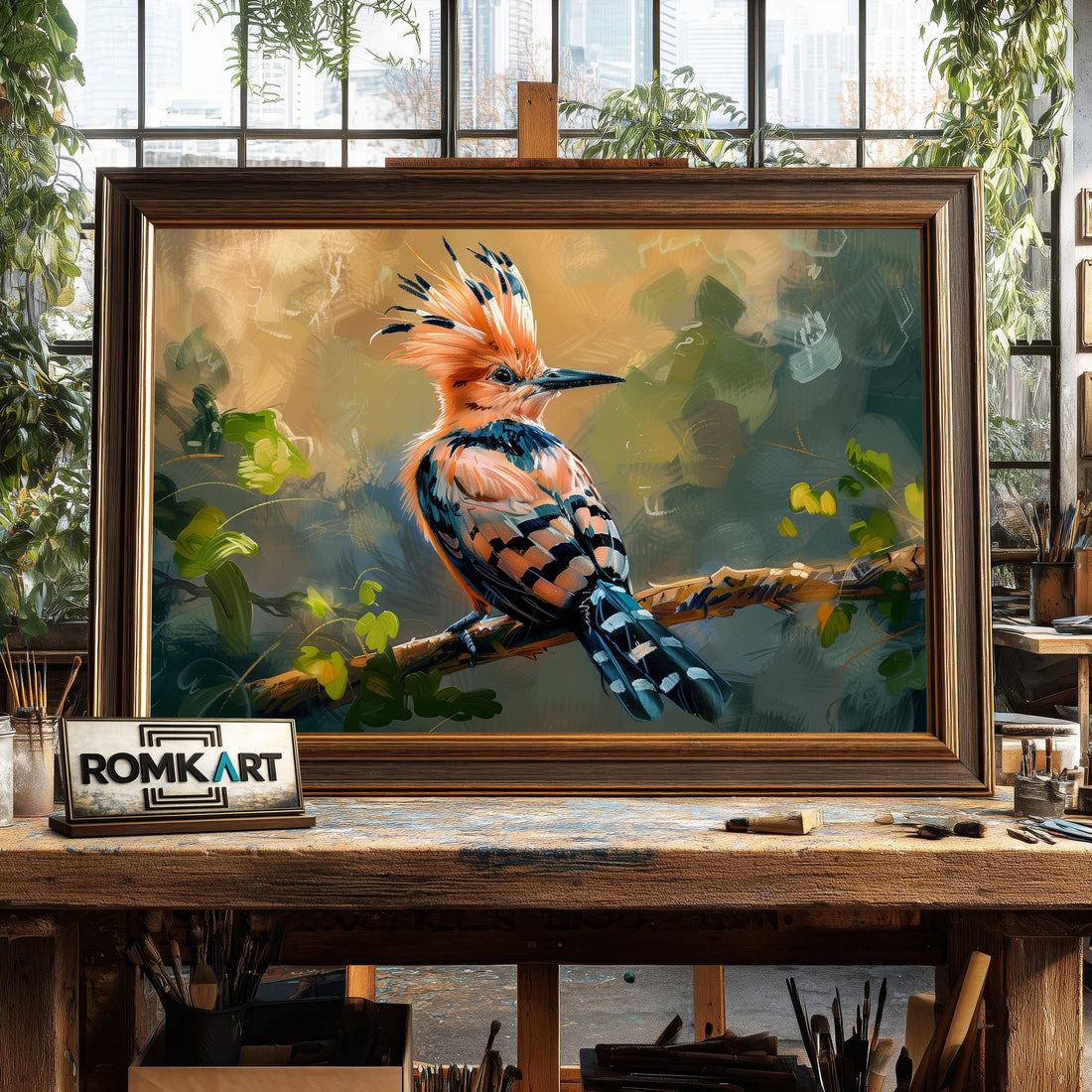 Hoopoe Bird hand-painted oil painting on canvas