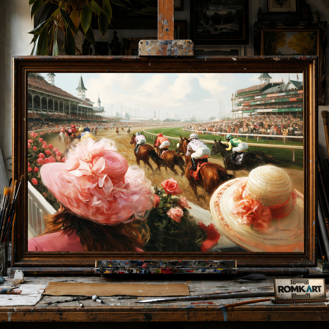 Horse Race Art hand-painted oil painting on canvas
