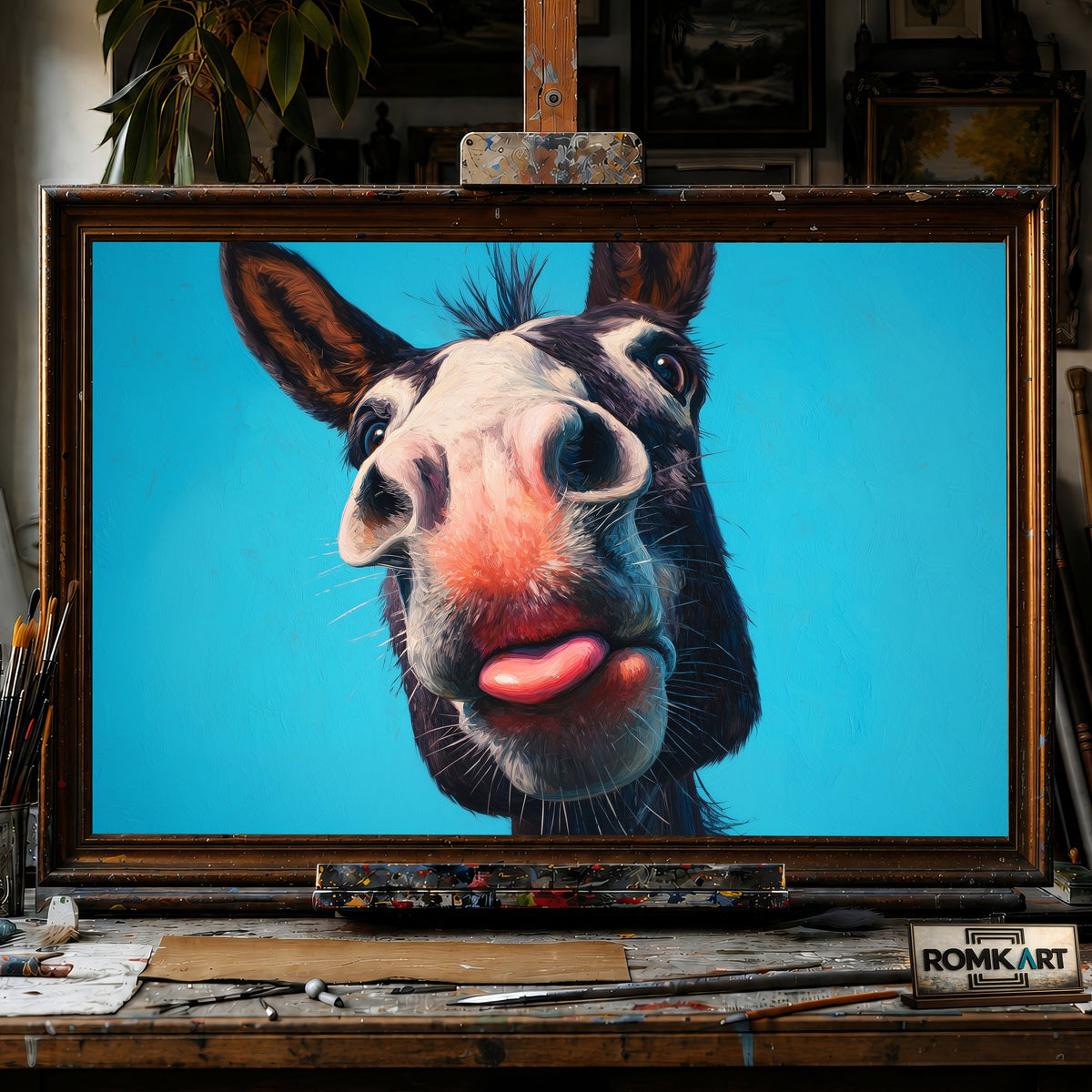 Horse’s Head Funny - Hand-Painted Oil Painting - View 1