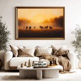 Horses at sunrise Equestrian Oil Painting - image 5