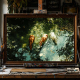 Horses in Tranquil Waters hand-painted oil painting on canvas
