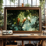 Horses in Tranquil Waters Equestrian Oil Painting - image 2