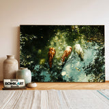 Horses in Tranquil Waters Equestrian Oil Painting - image 3
