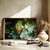Horses in Tranquil Waters Equestrian Oil Painting - image 6