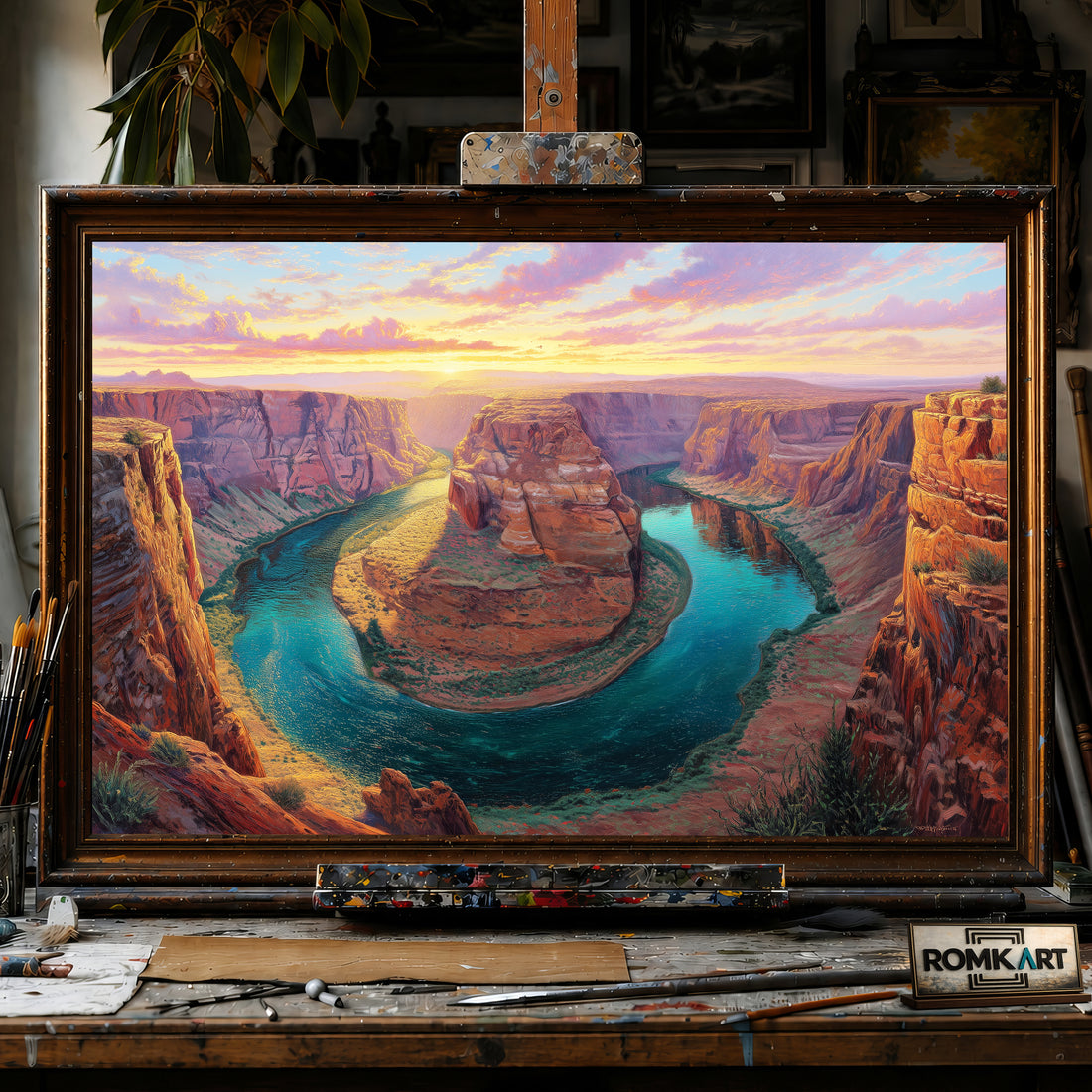 Horseshoe Bend at Sunset hand-painted oil painting on canvas