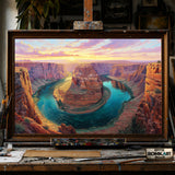 Horseshoe Bend at Sunset hand-painted oil painting on canvas