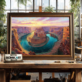 Horseshoe Bend at Sunset Landscape Oil Painting - image 2