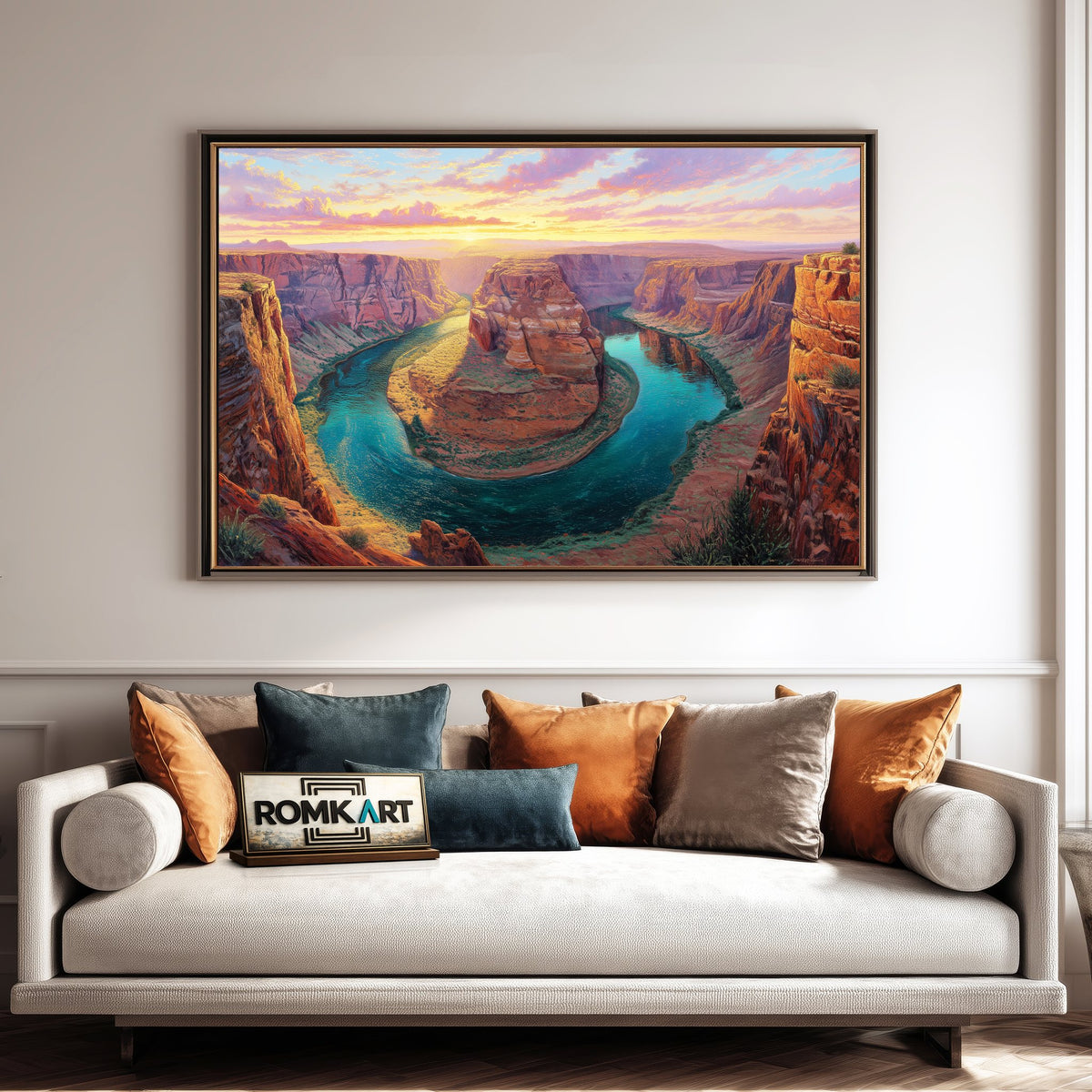 Horseshoe Bend at Sunset Landscape Oil Painting - image 4