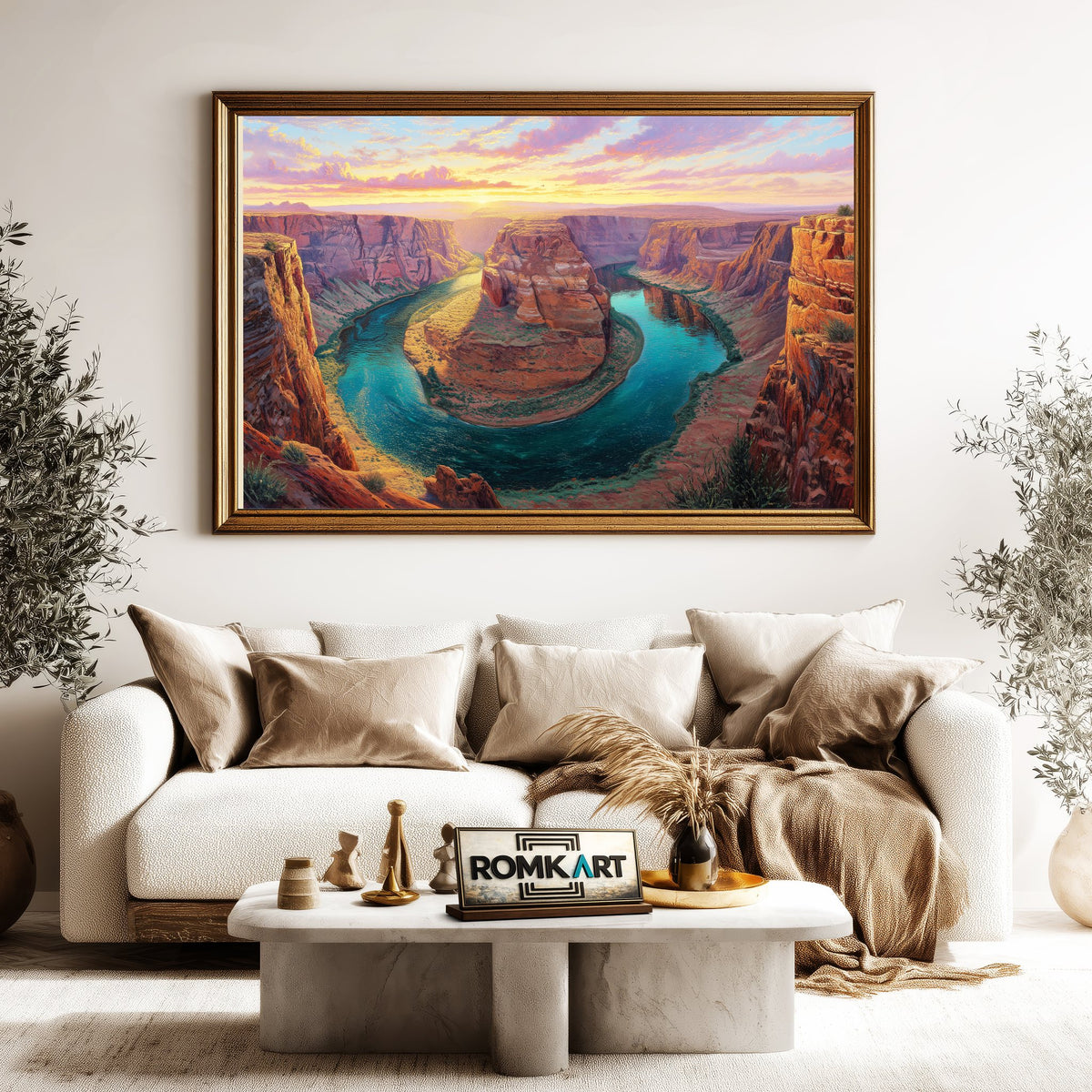 Horseshoe Bend at Sunset Landscape Oil Painting - image 5