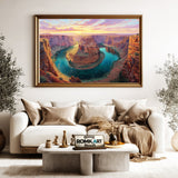 Horseshoe Bend at Sunset Landscape Oil Painting - image 5