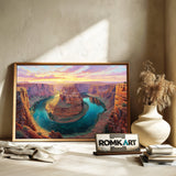 Horseshoe Bend at Sunset Landscape Oil Painting - image 6