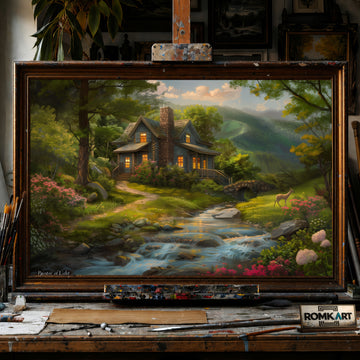 House in The Wood hand-painted oil painting on canvas