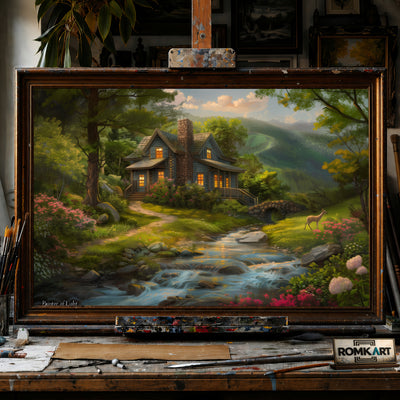 House in The Wood hand-painted oil painting on canvas