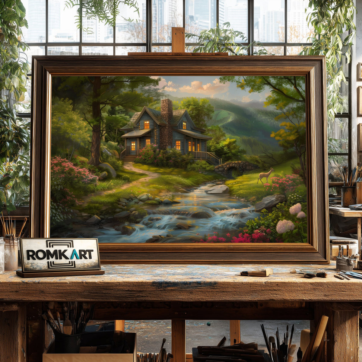 House in The Wood Countryside Oil Painting - image 2