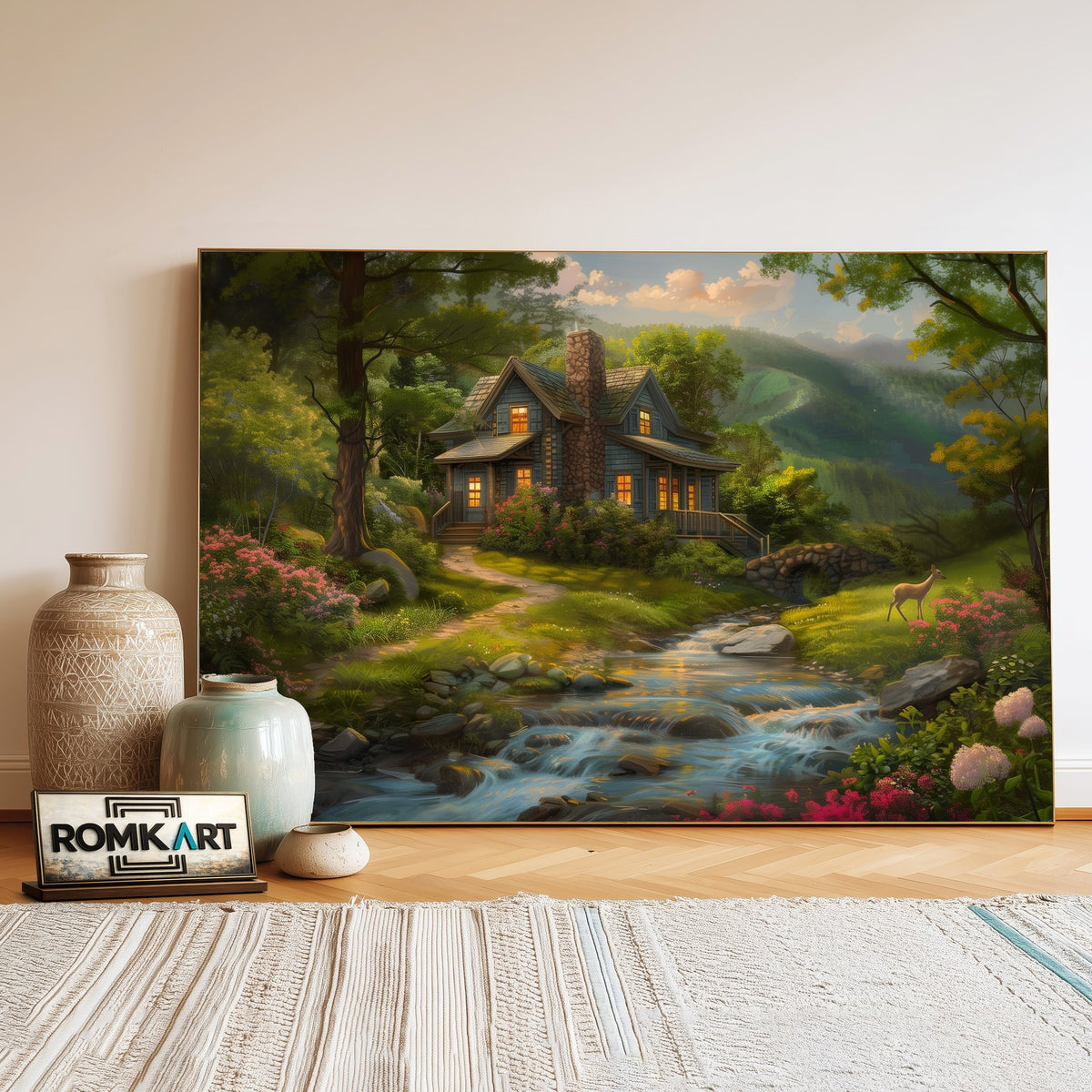 House in The Wood Countryside Oil Painting - image 3