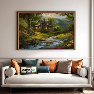 House in The Wood Countryside Oil Painting - image 4