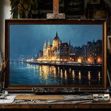 Hungarian Parliament Building hand-painted oil painting on canvas
