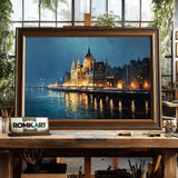 Hungarian Parliament Building Architectural Oil Painting - image 2