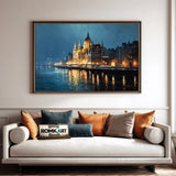 Hungarian Parliament Building Architectural Oil Painting - image 4