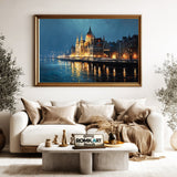 Hungarian Parliament Building Architectural Oil Painting - image 5