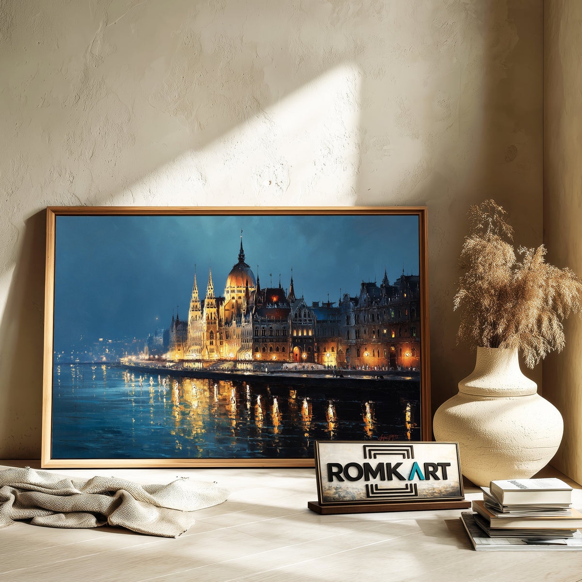 Hungarian Parliament Building Architectural Oil Painting - image 6